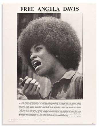 (BLACK PANTHERS.) Group of 4 illustrated Angela Davis posters.